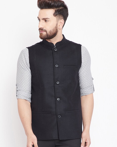 Buy BLACKSMITH Printed Polyester Regular Fit Men's Nehru Jacket | Shoppers  Stop