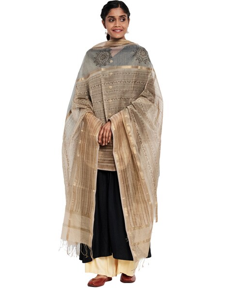 Stripes Dupatta With Tassels Price in India