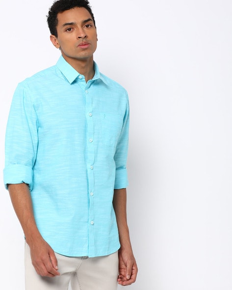 Buy Aqua Blue Shirts For Men By Indian Terrain Online | Ajio.Com