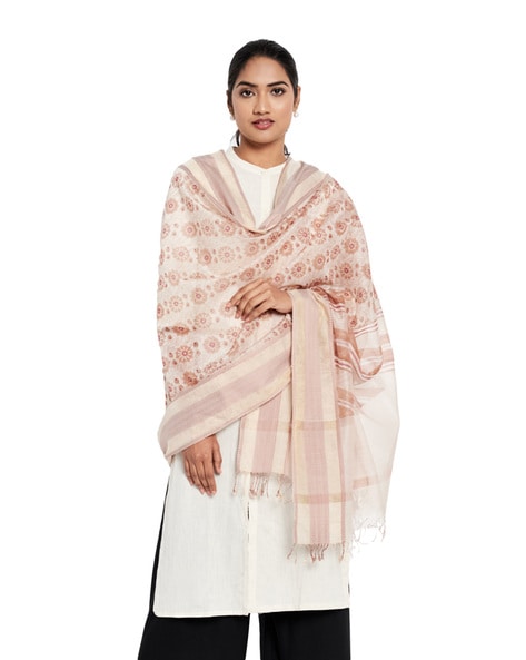 Floral Dupatta with Tassels Price in India