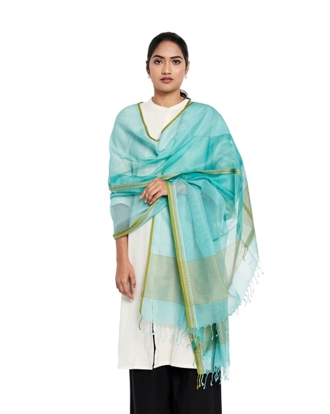 Solid Dupatta with Tassels Price in India