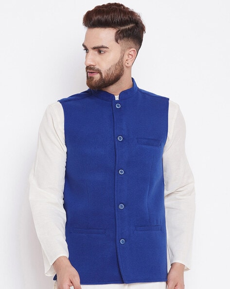 Royal blue clearance nehru jacket