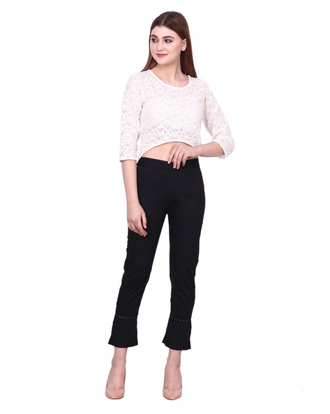 Buy Black Trousers & Pants for Women by POPWINGS Online