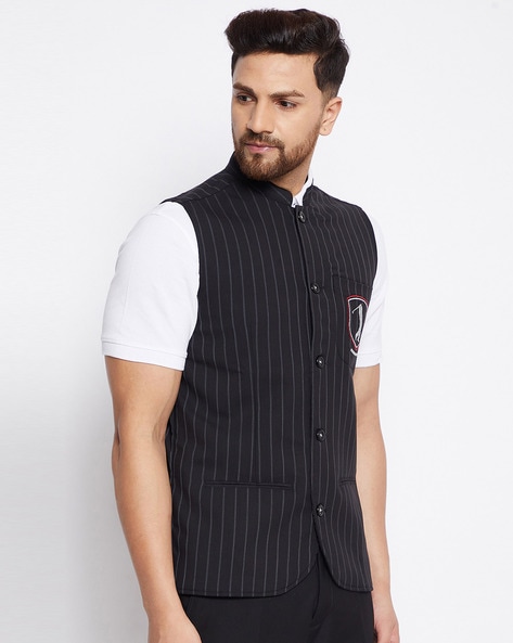 Even Striped Side Vents Waistcoat