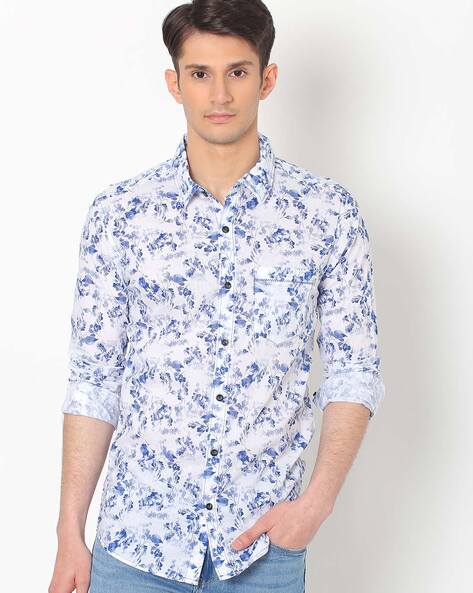 Buy Blue & White Shirts for Men by AJIO Online