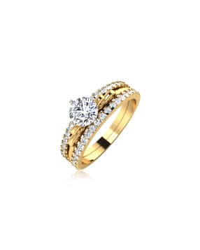 Yellow Gold Lotus Solitaire Ring-image-43