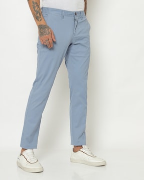Buy Slim Fit Men Light Blue Trousers online  Looksgudin