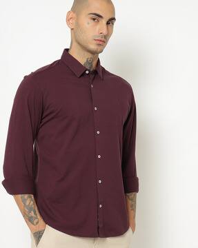 Maroon Shirts for Men by INDIAN TERRAIN 