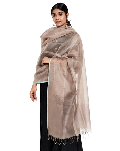 Solid Dupatta with Tassels Price in India