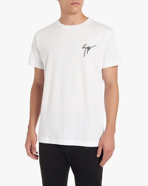 billede faktor slump Buy Giuseppe Zanotti LR-01 Logo Cotton Regular Fit T-Shirt | White Color Men  | AJIO LUXE