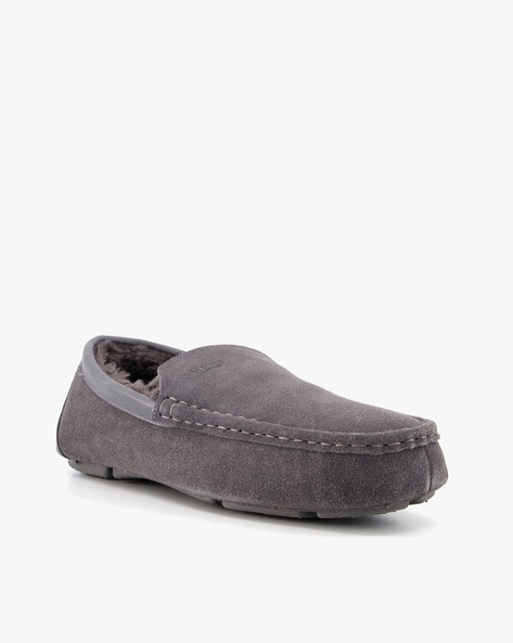 Mens grey sales moccasin slippers