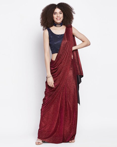 Modern Sophistication: Maroon Color Amoha Readymade Saree – Saree Ghor  Charlotte