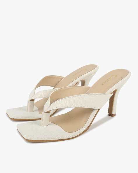 Thong heeled sandals discount white