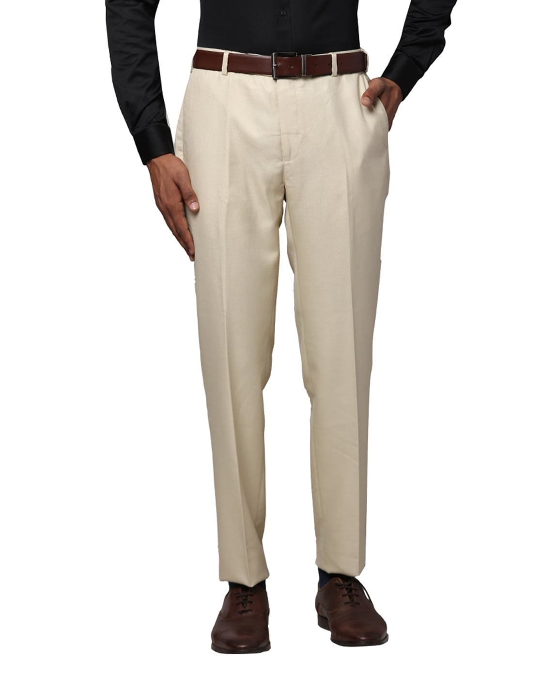 Buy Next Look Mens Straight Fit Formal Trousers SCTX00016H5Medium  Khaki30 at Amazonin