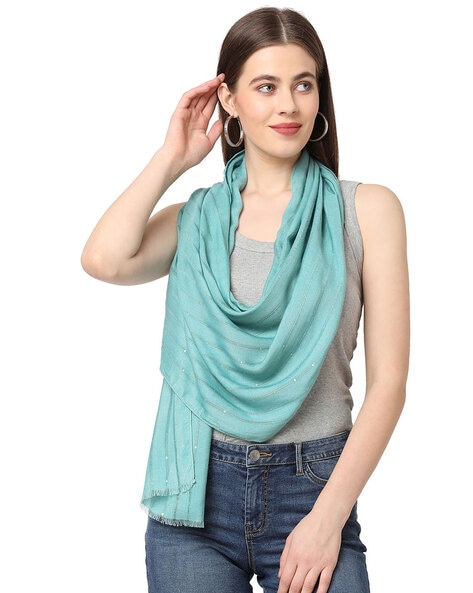 Striped Wool Silk Cashmere Scarf Price in India