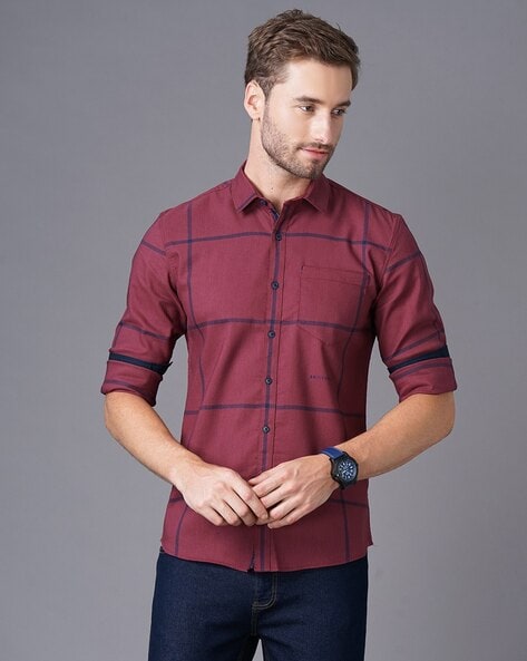 Buy Maroon Shirts for Men by British Club Online | Ajio.com