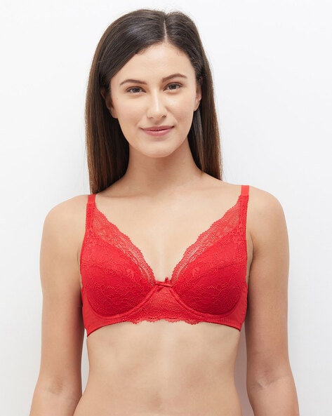 Buy Aavow Women Red Lace Minimizer Lightly Padded Bra (30B) Online at Best  Prices in India - JioMart.