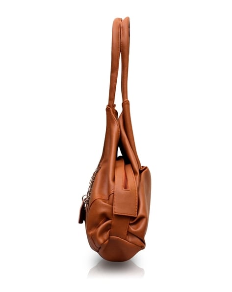 Handwoven Black & Cream Rattan Handbag with Brown Leather, 'Diagonal Style