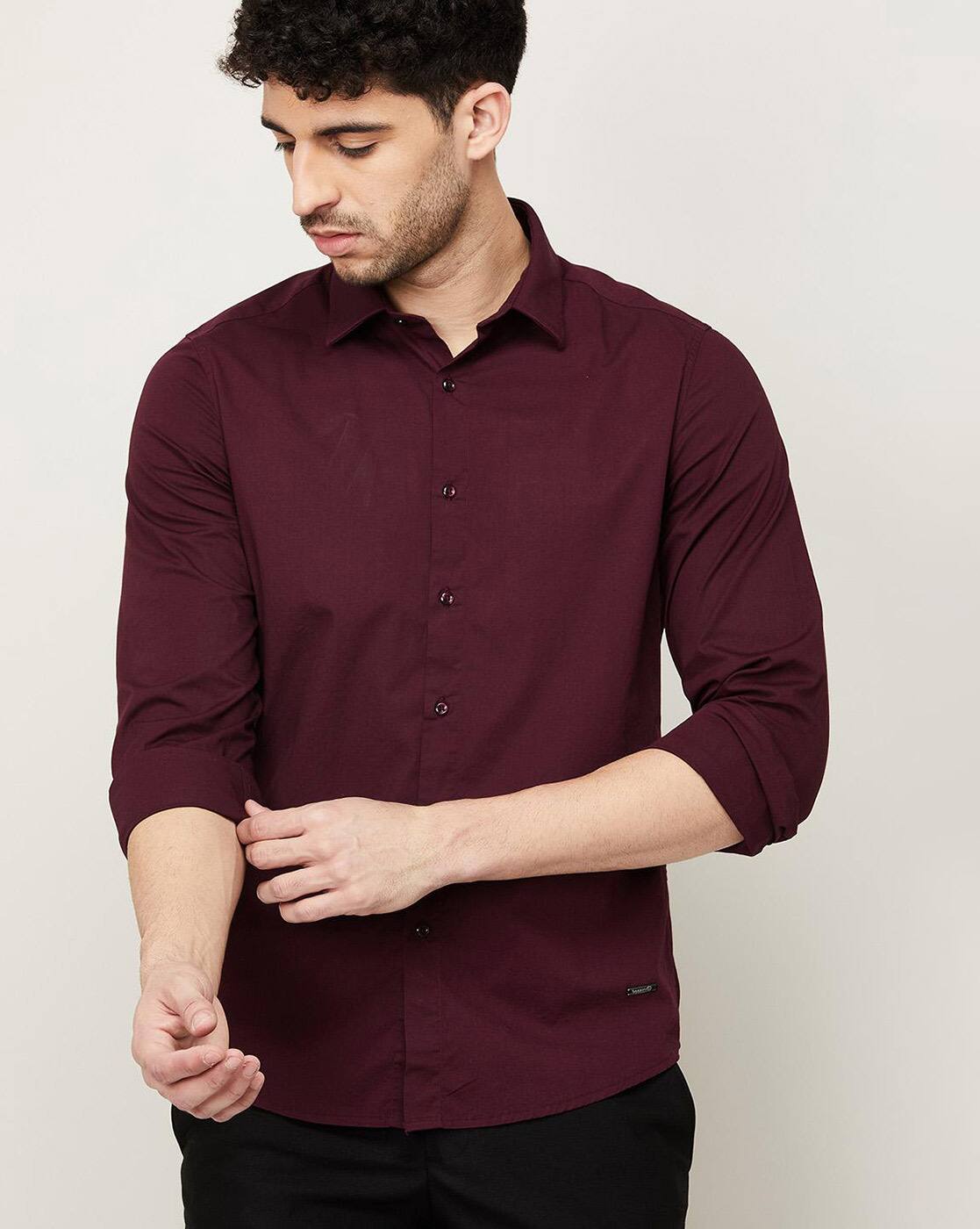 Buy Burgundy Shirts for Men by BOSSINI 