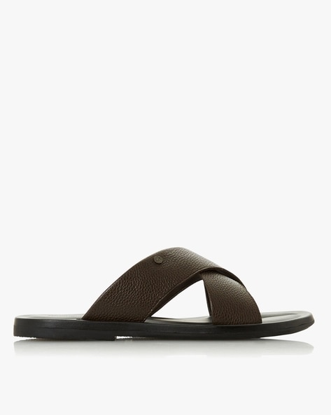 Dune Chunky Sandals In Black Leather | ASOS