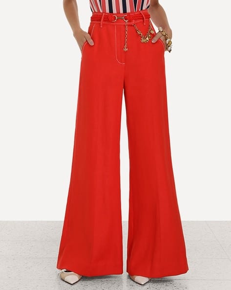 Postcard Linen Wide-Leg Pants with Belt