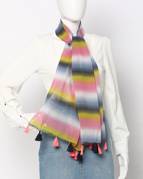 Striped Scarf with Tasselled Edges Price in India