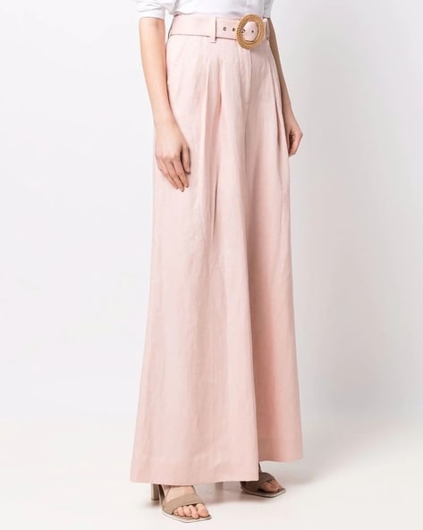 Buy Zimmermann Postcard Wide-Leg Pants with Belt, Pink Color Women