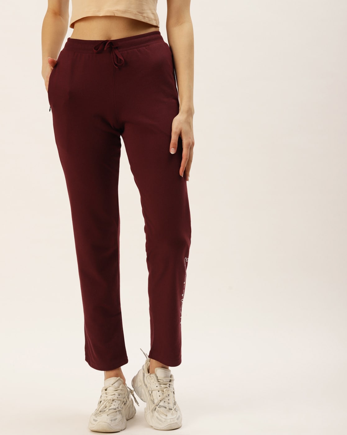 maroon track pants women's