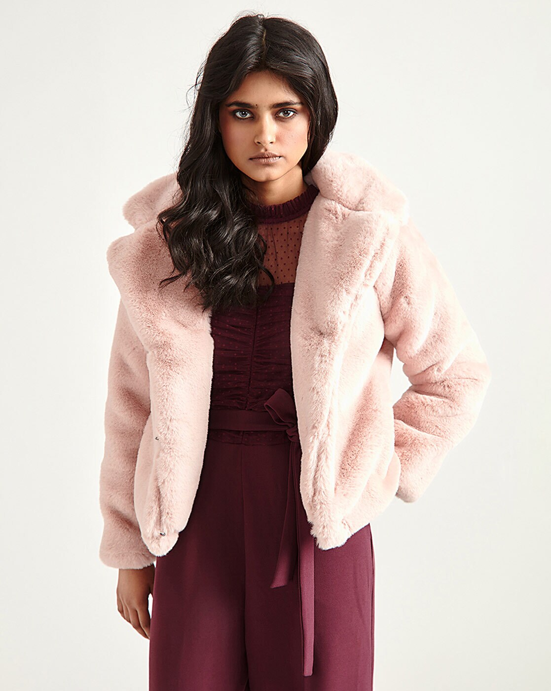 Womens Clothing Jackets Fur jackets CafeNoir Teddy Coat in Pink 