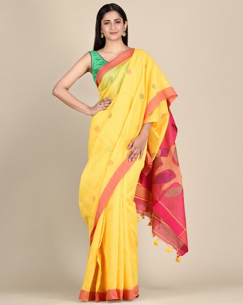 Buy Yellow Sarees for Women by Sajasajo Online 