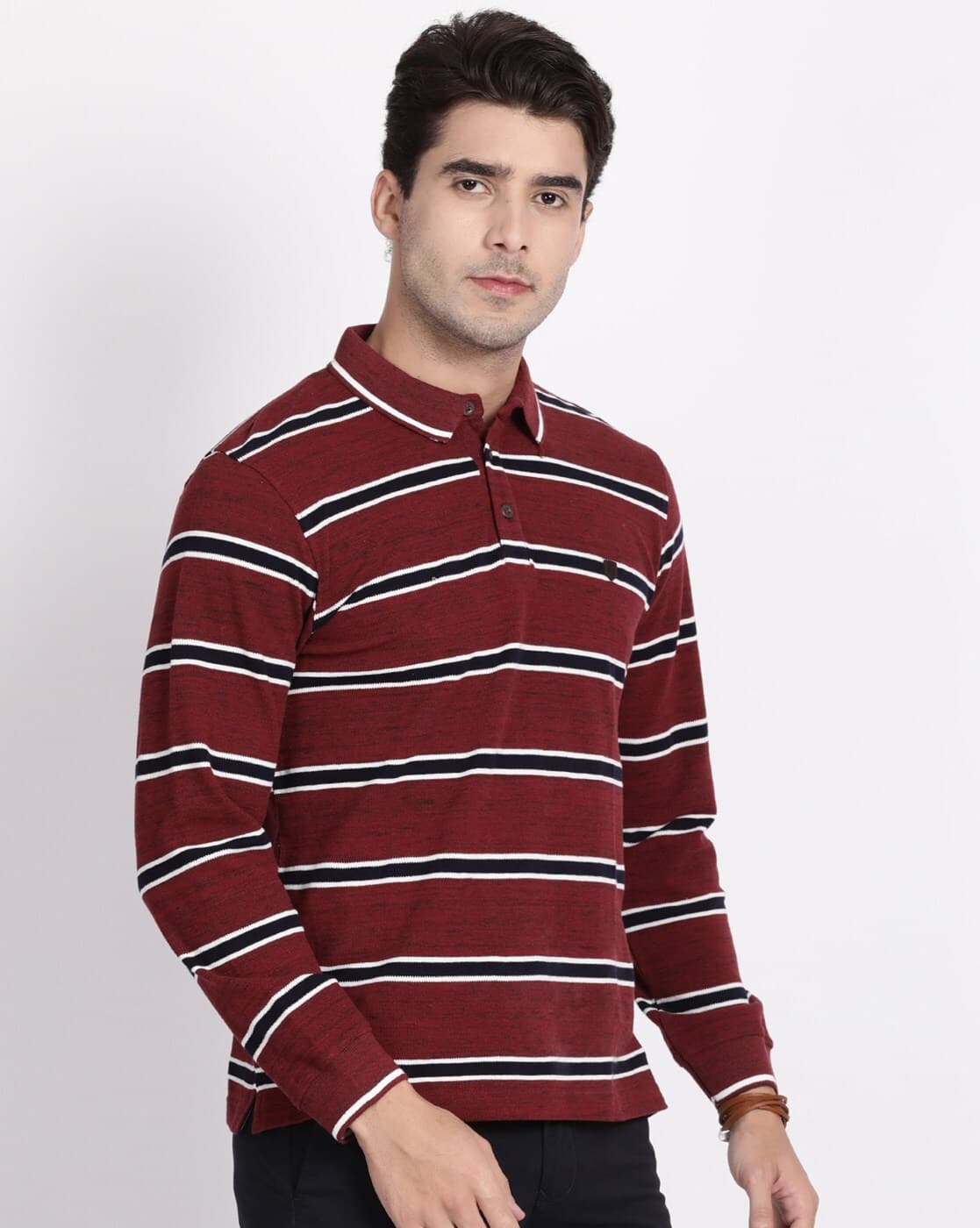 red guess striped shirt