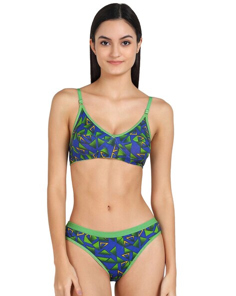 Geometric Print Bra & Panty Set