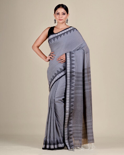 Bengal Handloom Pure Cotton Saree in Black : SPN7084