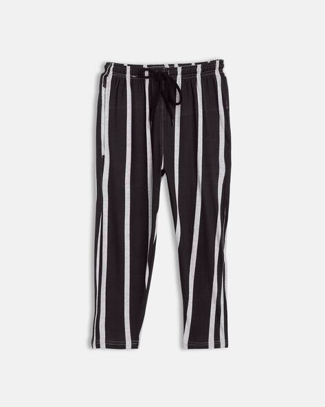 Black And White Striped Capris Buy Grey Trousers Pants For Girls