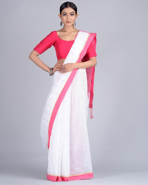 Buy Off-White & Red Sarees for Women by Indie Picks Online | Ajio.com