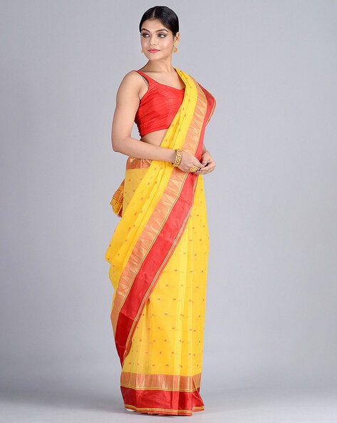 Buy Bengal Handloom Saree For Women's Handloom Tangail Cotton Tant Saree  Model 5 with Butta Work without Blouse Piece (Yellow) Online at Best Prices  in India - JioMart.