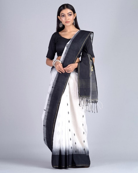 Off white and outlet black saree