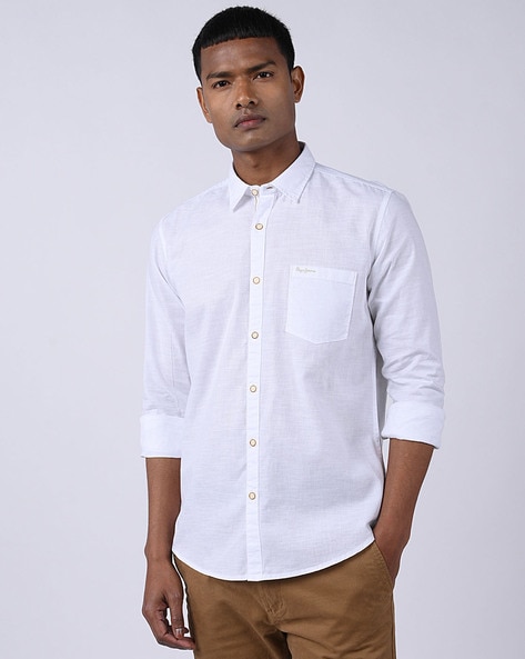 Pepe jeans white linen sales shirt