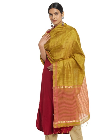 Zari Woven Dupatta with Tassels Price in India