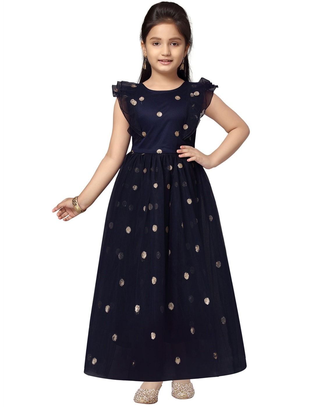 Buy Aarika Girl's Red and Navy coloured Party Wear Gown with Unstich  Sleeves Online at Best Prices in India - JioMart.