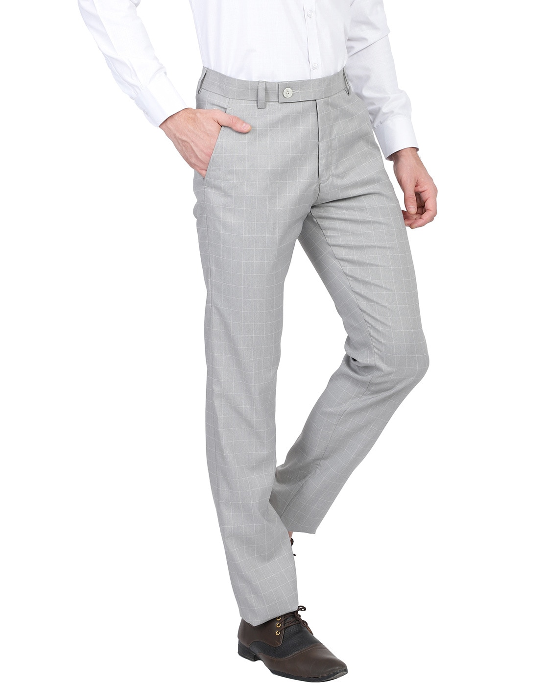 Light Grey Color Trendy Track Pants for men with Latest Button Pants