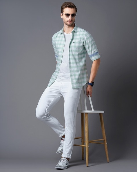What Color Pants Goes With Olive Green Shirt White Trousers Outfit Idea  Inspiration Lookbook | Shirt outfit men, Pants outfit men, Green shirt  outfits