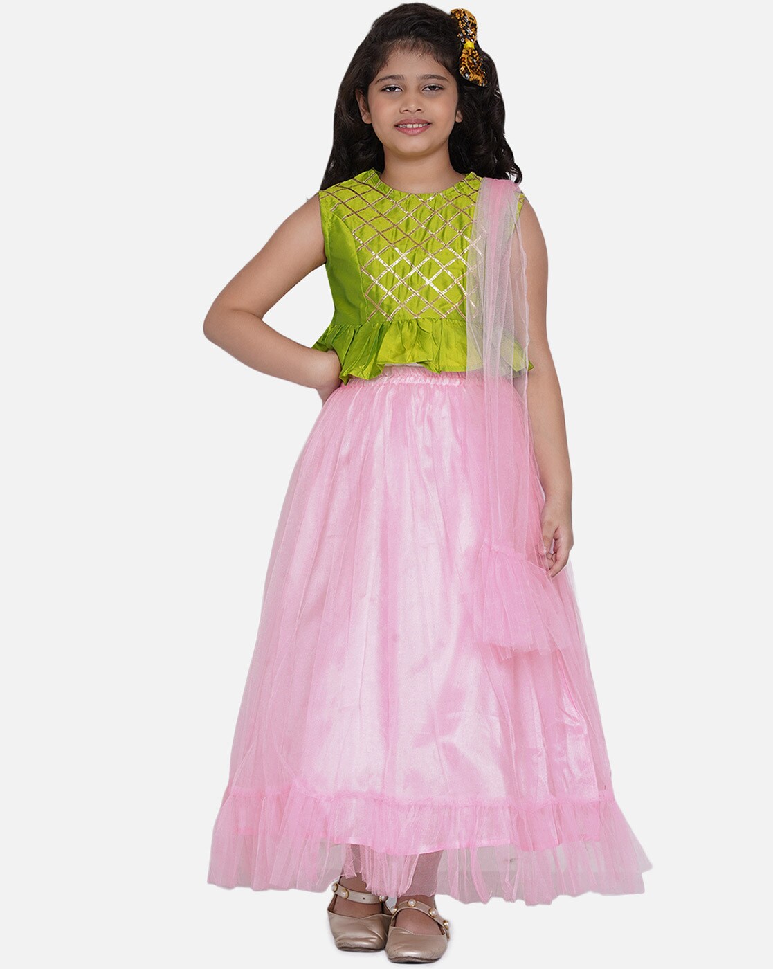 Chandrakala Kids Lehenga Choli Set for Girls Indian Traditional Cream &  Gold-Coloured Ready to Wear Pattu Pavadai Ethnic Wear Dress Skirt Tops-3-4  Years, Cream (KL104CRE4) - Walmart.com