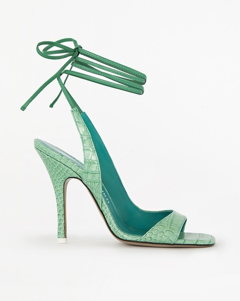 Buy The Attico Inez Textured 105 mm Stilettos Emerald Green