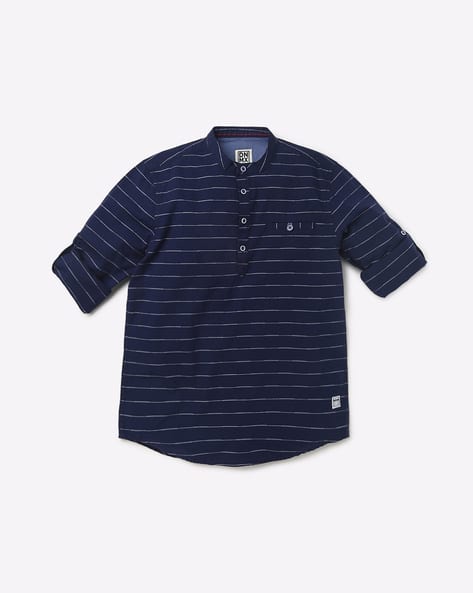 Striped Cotton Shirt with Welt Pocket
