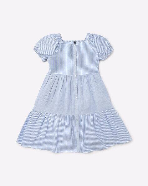 Striped Square-Neck Shirt Dress