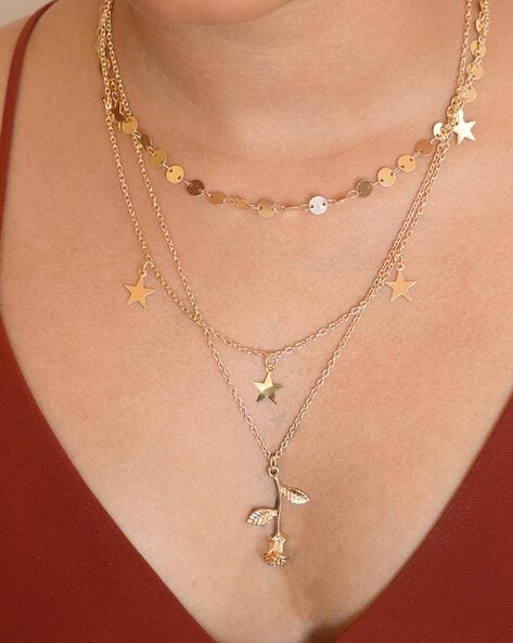 Gold Double Star Chain Necklet