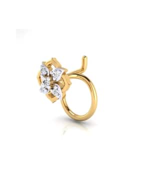 iski uski Kavita Yellow Gold Diamond Nose Pin-picture-30
