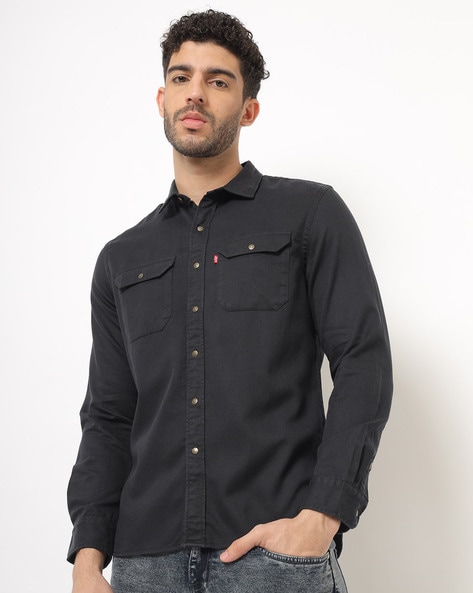 Levi's | Shirts | Levis Denim Shirt Mens Dark Blue Long Sleeve Metal Button  Up Size Xl Euc | Poshmark