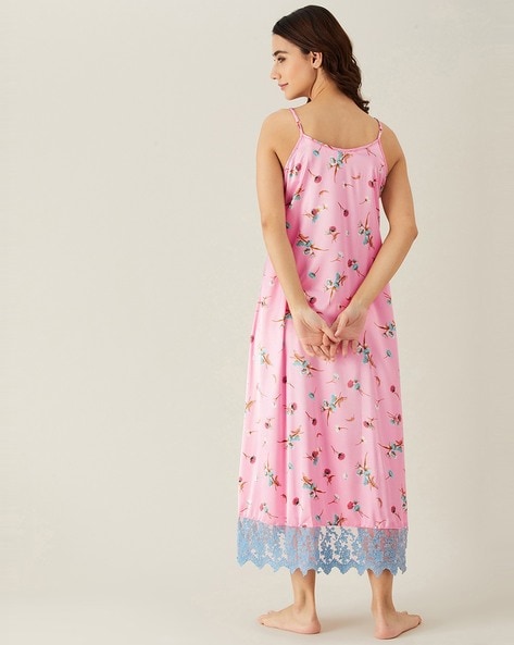 Floral Pink Strap Nighty L